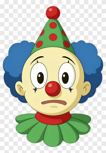 Cartoon Clown With Green Hat And Blue Hair PNG
