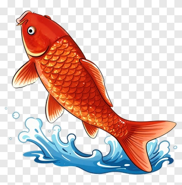 Cartoon Goldfish Jumping Out Of Water PNG
