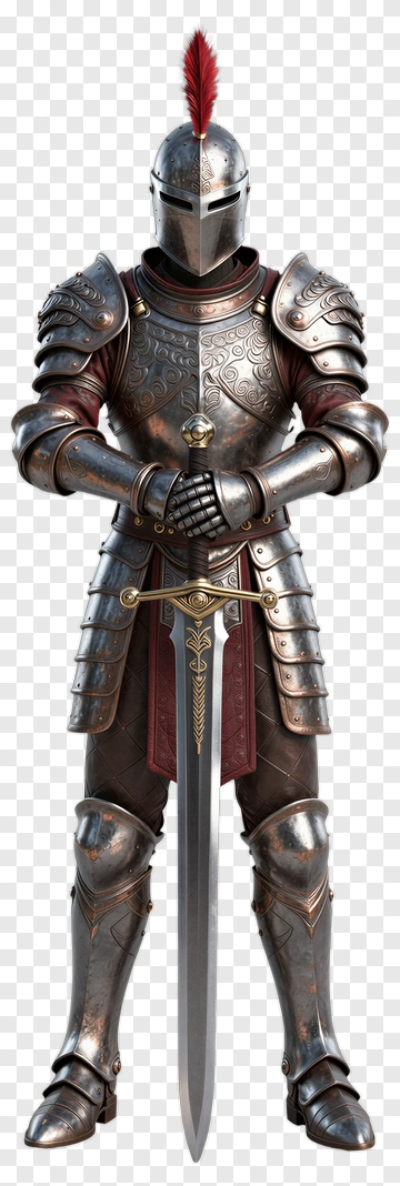 Knight In Armor Holding A Sword PNG