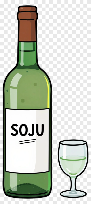Soju Bottle And Glass PNG