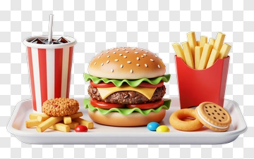 Fast Food Meal With Burger, Fries, And Soda PNG