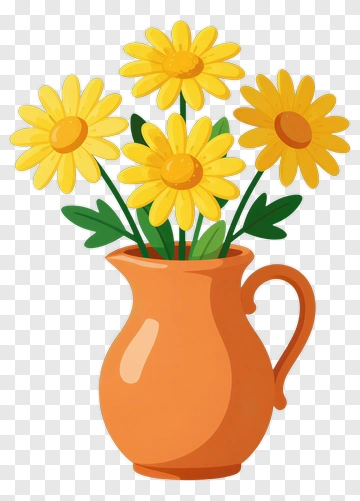 Flower Bouquet In A Clay Pitcher PNG