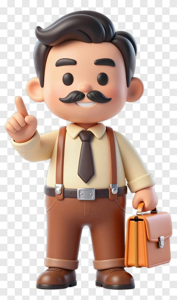 3D Businessman Holding Briefcase PNG