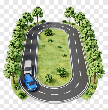 Curved Road With Trees And Grass PNG