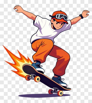 Cartoon Boy Skateboarding PNG