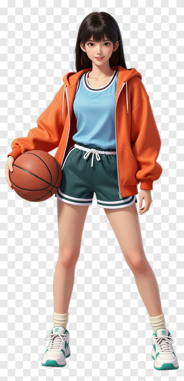3D Basketball Player Holding A Basketball PNG