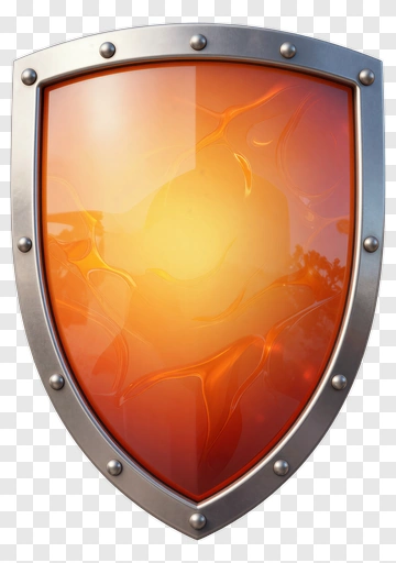 3D Shield With Orange Design PNG