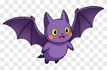 Cartoon Bat With Yellow Eyes PNG