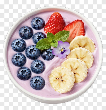 Fruit Bowl With Yogurt And Berries PNG
