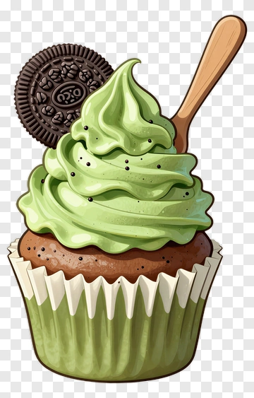 Mint Chocolate Cupcake With Oreo Cookie PNG