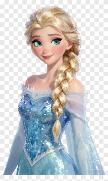 Ice Queen Character With Braided Hair PNG