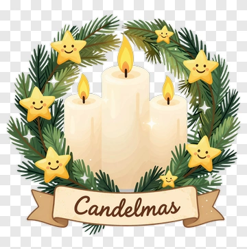 Candelmas Candle Wreath With Stars PNG