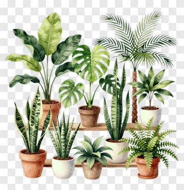 Collection Of Potted Plants PNG
