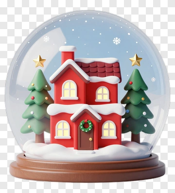Snow Globe With Christmas House And Trees PNG