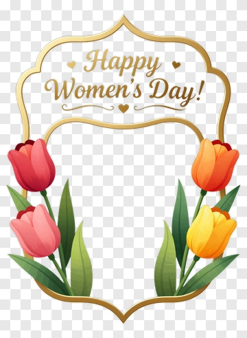 Happy Women's Day Floral Design PNG