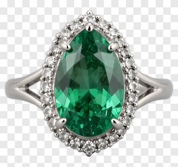 Emerald Ring With Diamond Accents PNG