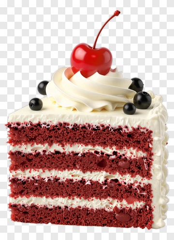 Red Velvet Cake Slice With Cherry And Cream PNG