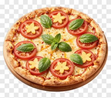 Pizza With Tomato And Cheese Toppings PNG