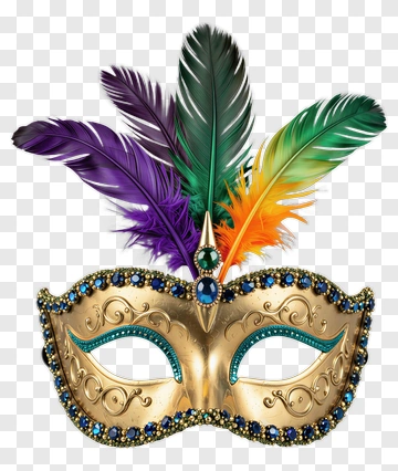 Colorful Mardi Gras Mask With Feathers PNG