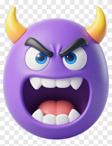 Cartoon Monster Face With Angry Expression PNG