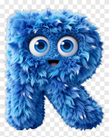 Fuzzy Blue Letter R Character PNG