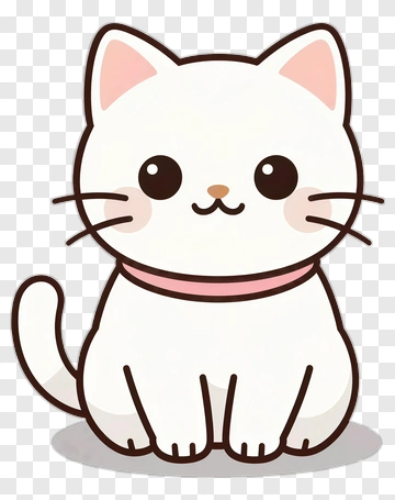 Cartoon White Cat PNG