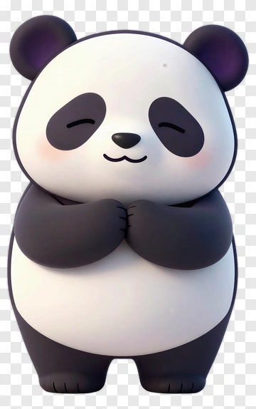 Cartoon Panda Smiling With Closed Eyes PNG