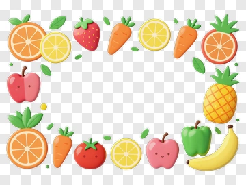 Colorful Fruit And Vegetable Frame PNG