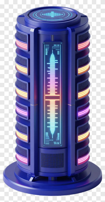 Futuristic Audio Speaker With Colorful Led Display PNG
