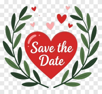 Save The Date Heart With Leaves And Hearts PNG