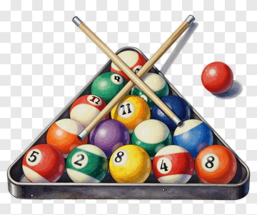 Colorful Pool Balls In A Triangle Rack PNG