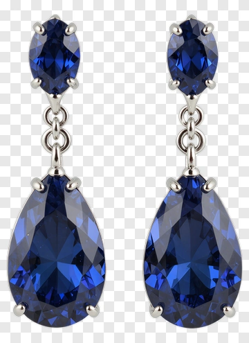 Blue Earrings With Teardrop Gemstones PNG