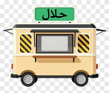Food Truck Serving Halal Cuisine PNG