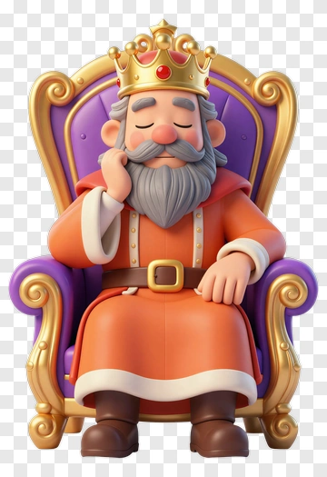 Cartoon King Sitting On A Throne PNG