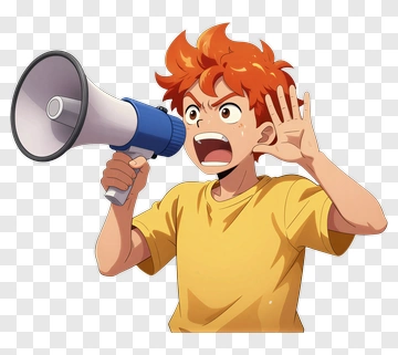 Cartoon Boy Holding A Megaphone PNG
