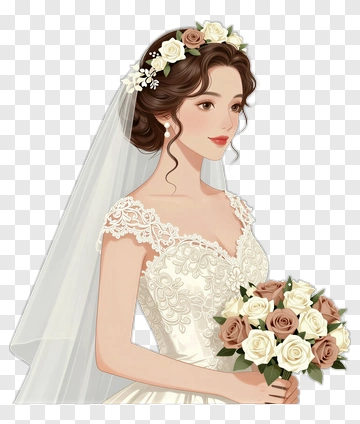 Bride Holding A Floral Bouquet PNG