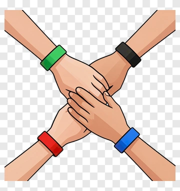 Hands Together With Colorful Wristbands PNG
