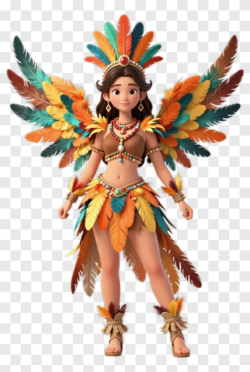 Colorful Carnival Dancer With Feathered Costume PNG
