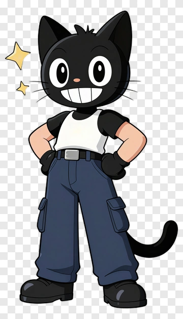 Cartoon Cat Character Smiling PNG