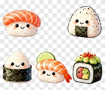 Cute Sushi Characters PNG