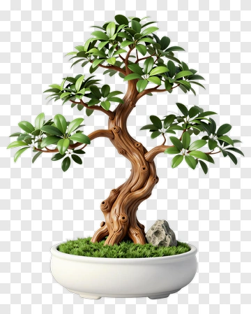 Bonsai Tree In White Pot PNG