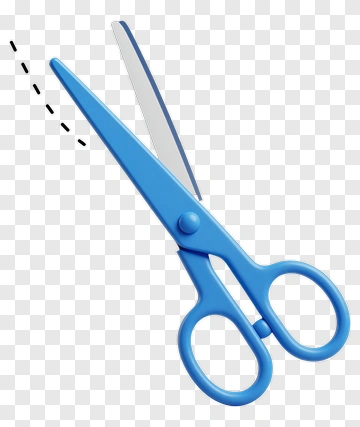 Blue Scissors Cutting Paper PNG