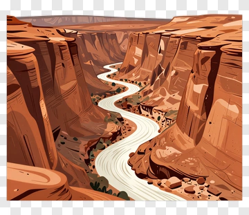 River Flowing Through Canyon Landscape PNG