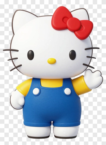 Hello Kitty Character In Blue Overalls PNG