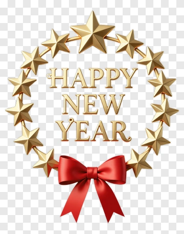 Happy New Year Star Wreath PNG