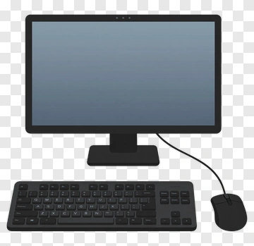 Black Computer Monitor With Keyboard And Mouse PNG
