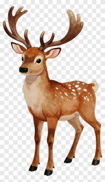 Cartoon Deer With Antlers PNG