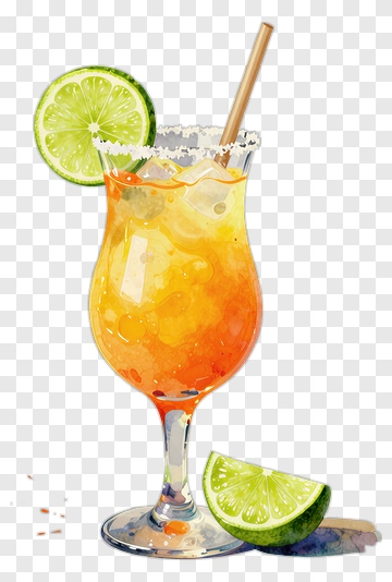 Colorful Cocktail With Lime Slice PNG