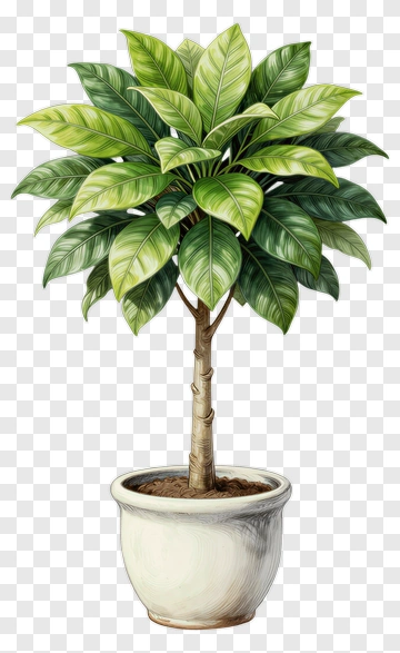 Ficus Plant In A White Pot PNG