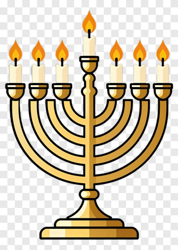 Menorah With Eight Candles Lit PNG